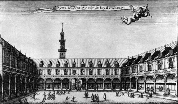 Royal Exchange, London. As it was in the time of the Virginia Company.

Photo by New York Public Library