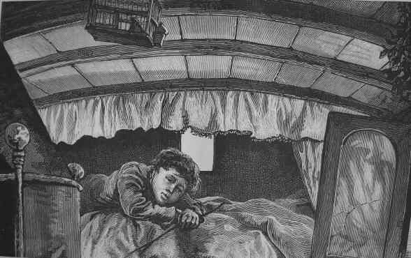 A top bedroom in a Gipsy&rsquo;s van for man, wife, and three
children, the sons and daughters sleeping underneath