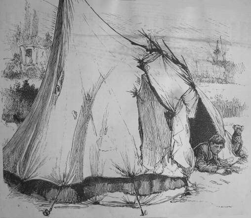 A gentleman gipsy&rsquo;s tent, and his dog, &ldquo;Grab,&rdquo;
Hackney Marshes
