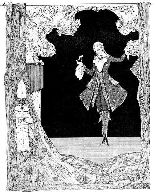 "SHE LEFT BEHIND ONE OF HER GLASS SLIPPERS, WHICH THE
PRINCE TOOK UP MOST CAREFULLY"