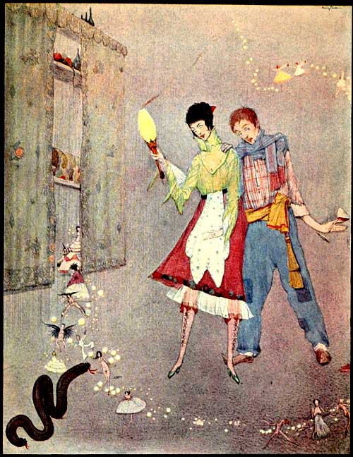 "A LONG BLACK PUDDING CAME WINDING AND WRIGGLING
TOWARDS HER"