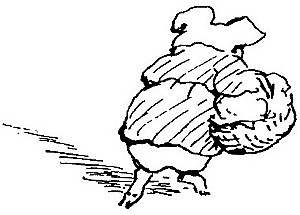 Little Pig Robinson walking
with a basket under his arm