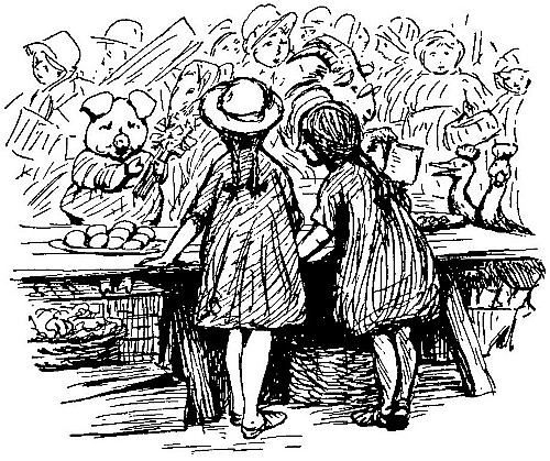 Sarah
Polly and her little girl friend went into fits of giggling, so that
Robinson blushed.