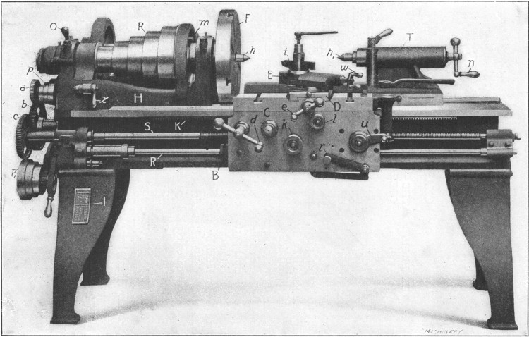 Bradford Belt-driven Lathe &mdash; View of Front or Operating Side