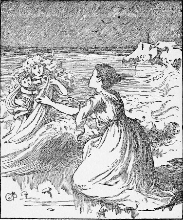 Suddenly a great wave came rolling in.&mdash;Page 64.