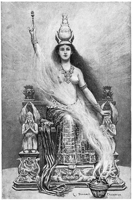 ON THE THRONE SAT THE SUPREME GODDESS, LYONE, THE
REPRESENTATIVE OF HARIKAR, THE HOLY SOUL.