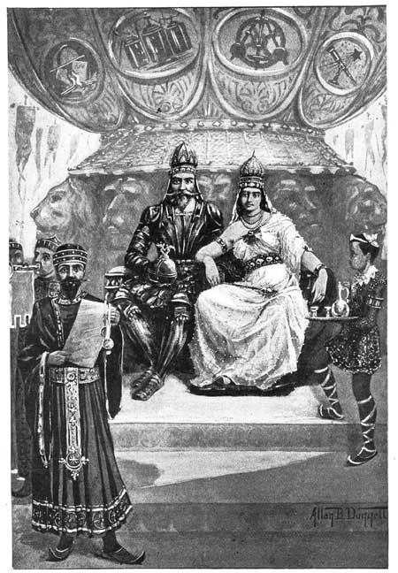 WE SAT THUS CROWNED AMID THE TREMENDOUS EXCITEMENT. THE
PEOPLE SHOUTED "LIFE, HEALTH, AND PROSPERITY, TO OUR SOVEREIGN LORD
AND LADY, LEXINGTON AND LYONE, KING AND QUEEN OF ATVATABAR."
