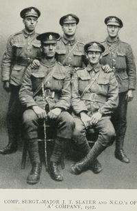 Comp. Sergt.-major J. T. Slater And N.C.O.'s Of
'A' Company, 1917.