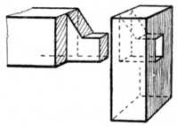 Fig. 135.&mdash;Haunched
    Barefaced Tenon.