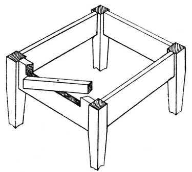 Fig. 243.&mdash;Revolving Fly Rail for Table.
    See Pivoted Fly or Front Rail.