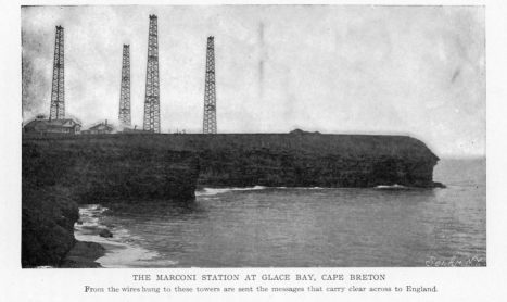 THE MARCONI STATION AT GLAC&Eacute; BAY, CAPE BRETON
From the wires hung to these towers are sent the messages that carry clear across to England.