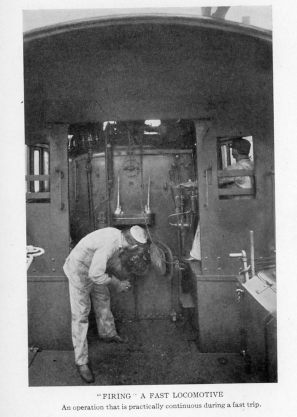 "FIRING" A FAST LOCOMOTIVE
An operation that is practically continuous during a fast trip.