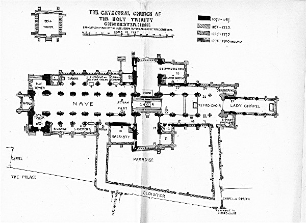 THE CATHEDRAL CHURCH OF THE HOLY TRINITY CHICHESTER:
1901: FROM A PLAN MADE BY THE LATE JOSEPH BUTLER ARCHITECT TO THE
CATHEDRAL