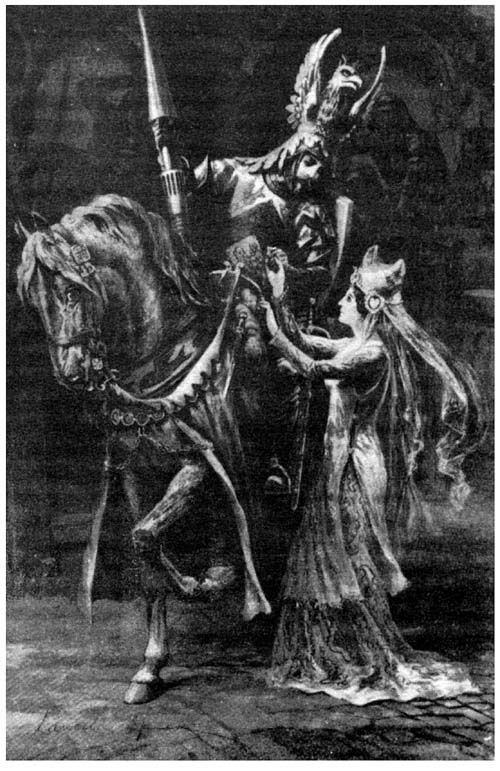 Beyond the chapel, he met a fair damsel, who said, “Sir Lancelot, leave that sword behind thee, or thou diest.”