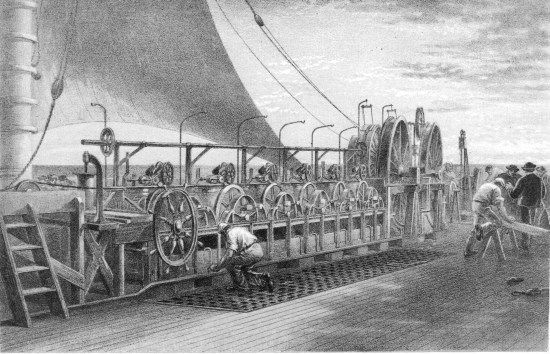 From a drawing by R. Dudley London, Day & Sons, Limited,
Lith.

PAYING-OUT MACHINERY.
