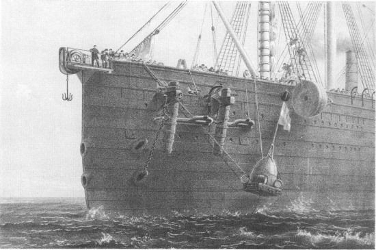 E. Walker, lith from a drawing by R. Dudley

London, Day & Sons, Limited, Lith.

LAUNCHING BUOY ON AUGUST 8TH IN LAT 51� 25� 30�� LONG. 38� 56� (MARKING
SPOT WHERE CABLE HAD BEEN GRAPPLED).