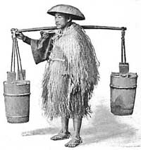 FIG. 103.—Primitive man tried to lighten his task by
balancing his burden.