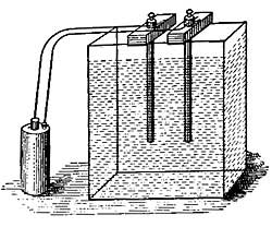 FIG. 208.—Carbon rods in a solution of copper
sulphate.