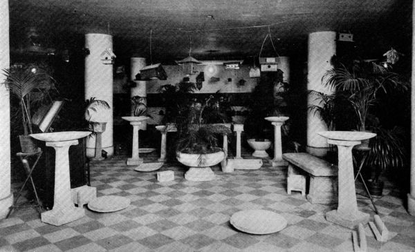 FIG. 62. THE PALM GARDEN EXHIBIT OF BIRD BATHS, ETC.,
ST. PAUL, MINN.