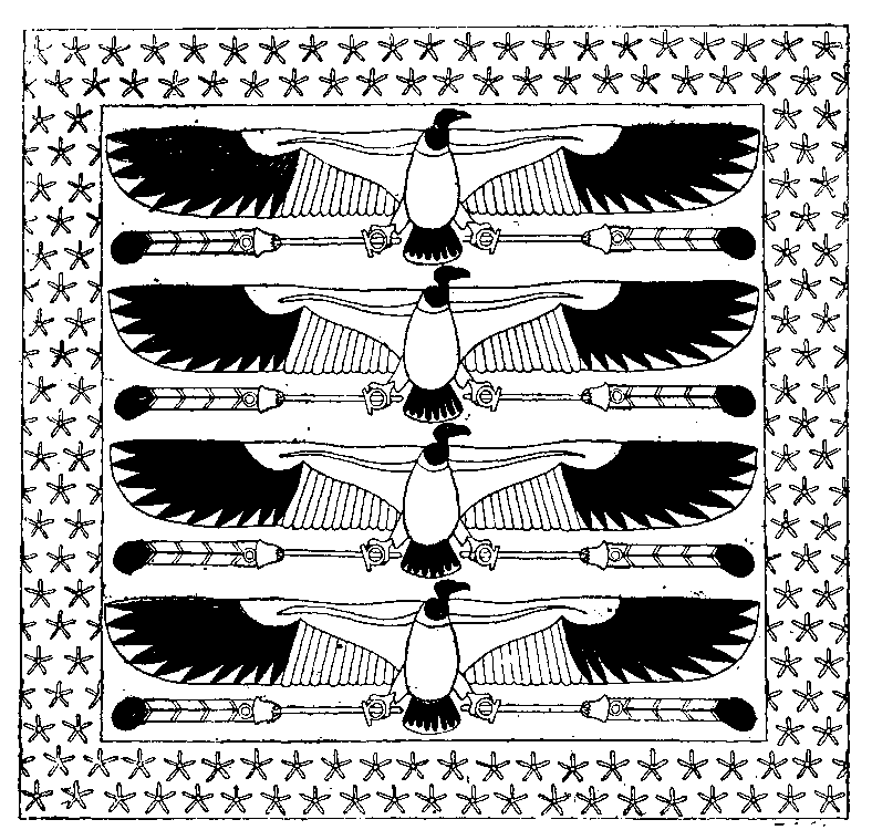 Fig 104.--Ceiling decoration, from tomb of Bakenrenf
(Bocchoris), Sakkarah, Twenty-sixth Dynasty. 
