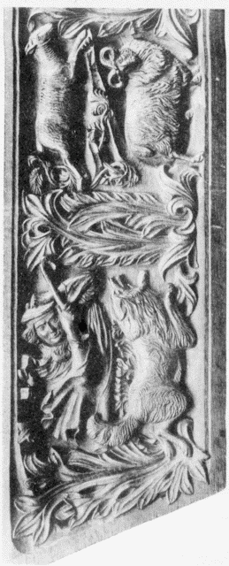 V.—Portion of
a Carved Oak Panel—The Sheepfold.